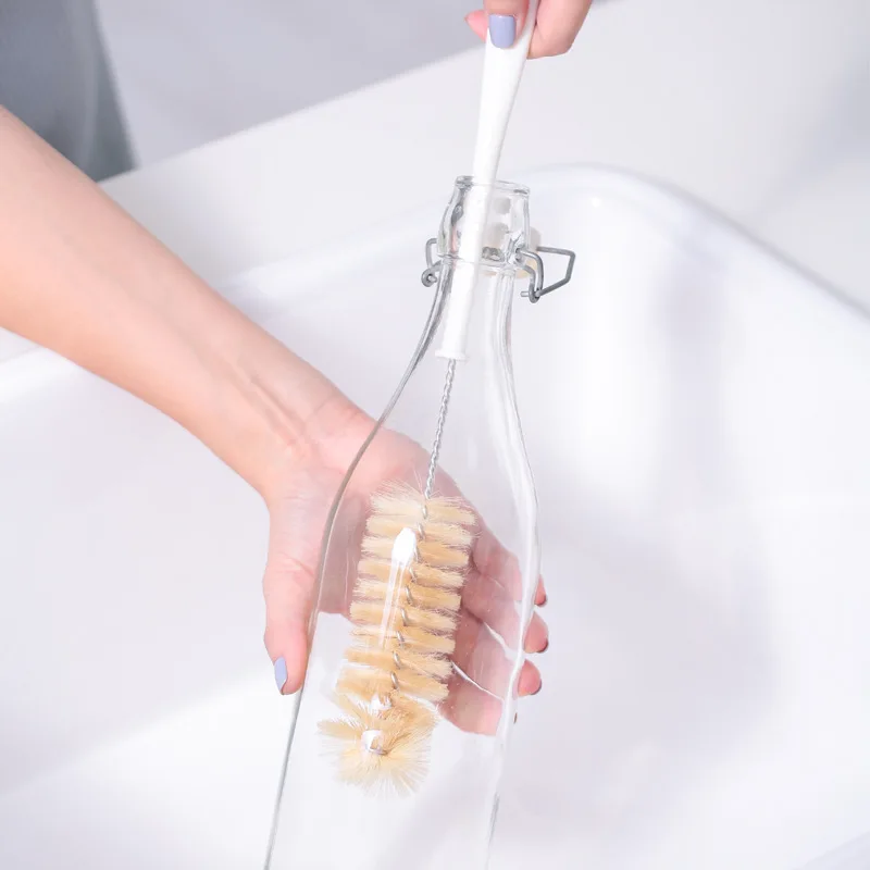 Manufacturers direct sales of small bottle mouth bottle glass brush enzyme bottle long handle pig hair cleaning brush