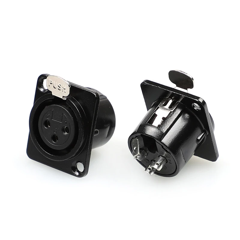 Black Metal 4 Pin Xlr Female Chassis Connector Push-type Xlr Panel Mount Wire Connector Audio Speaker Jack Socket 5pole Conector