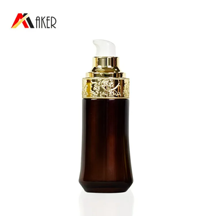 Wholesale hot sale skincare packaging container set custom color empty pump lotion glass 30ml cosmetic bottles With screw cap