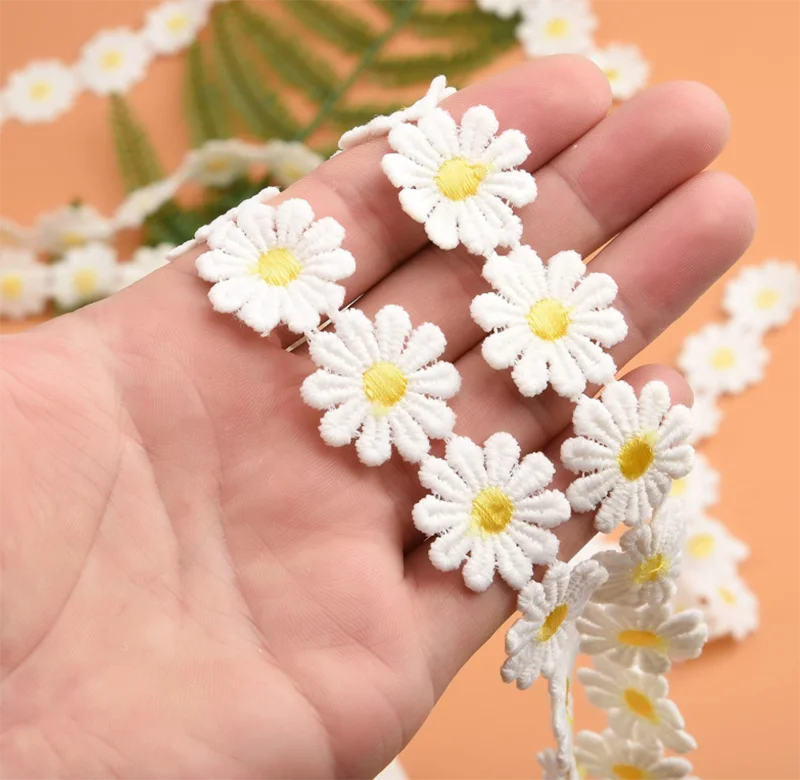 Sewing DIY Crafts Decorations Fabric Daisy Flower Lace Embroidered Trim Ribbons