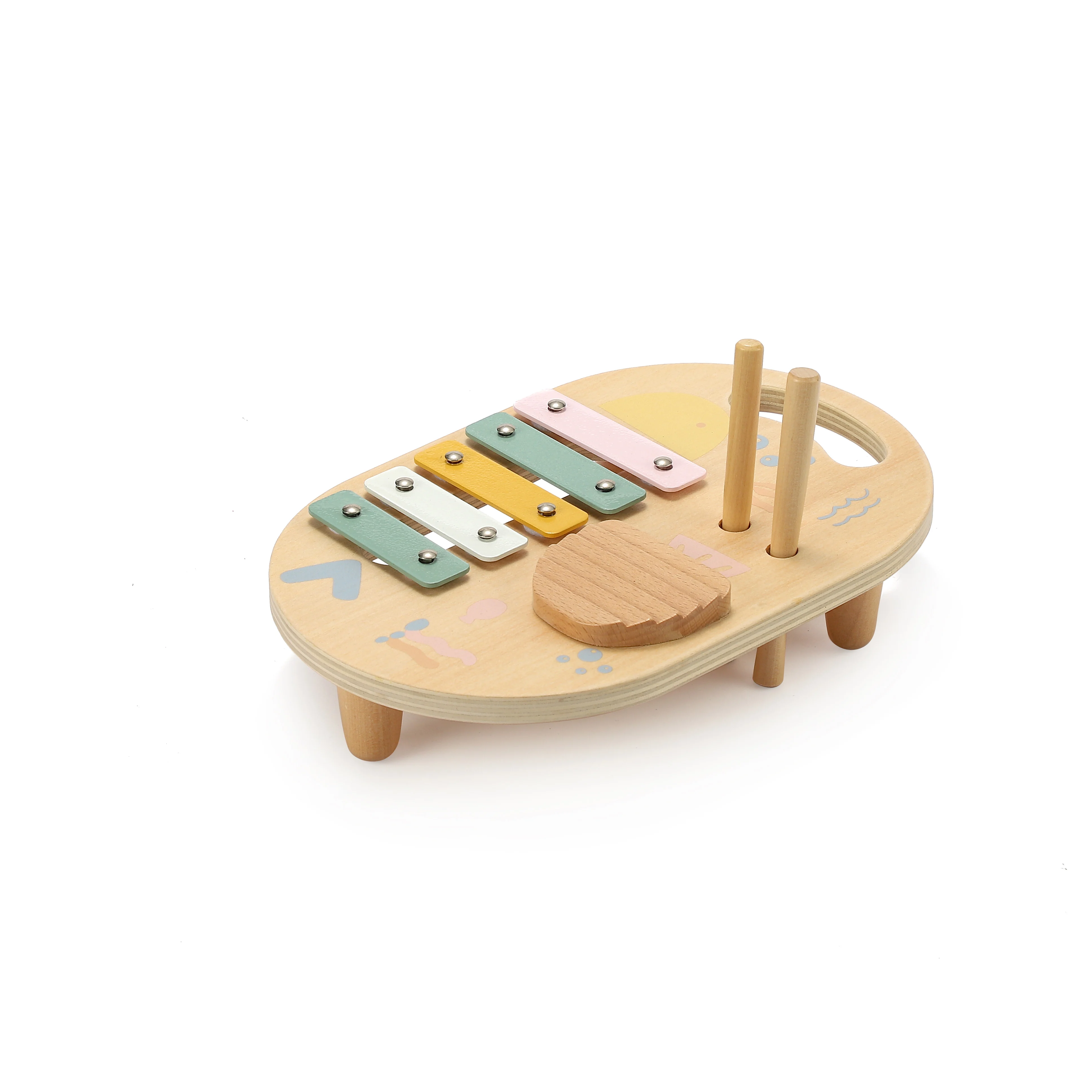 Montessori Wooden Xylophone Toddler Music Percussion Musical Toys Wooden Baby Drums Set Girls