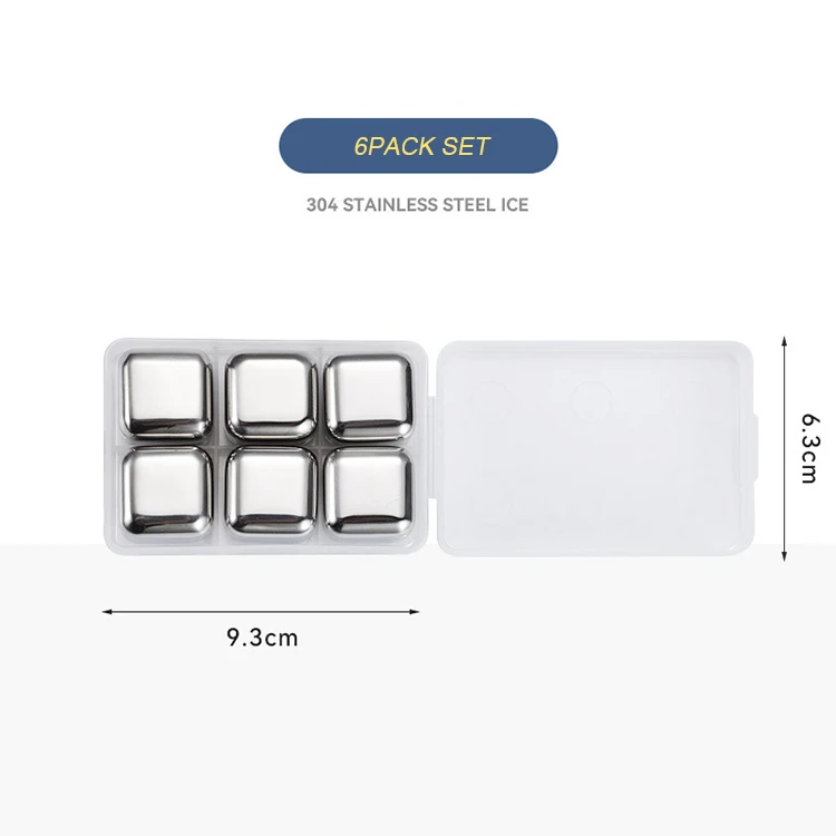 Customized engraved logo reusable dice stainless steel ice cube wine chilling whiskey stone