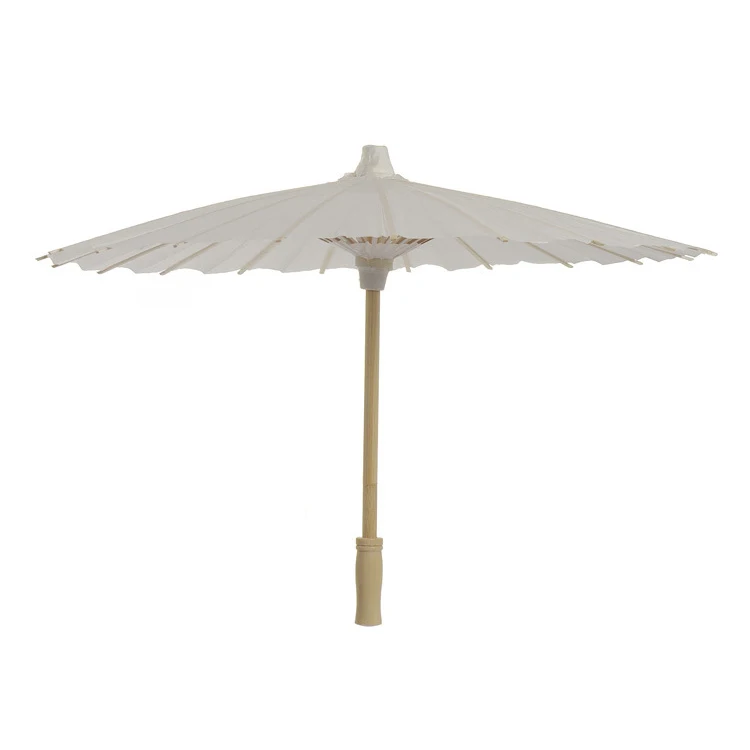 Wholesale gift paper umbrella white custom printing wedding wooden umbrella straight DIY handmade umbrella