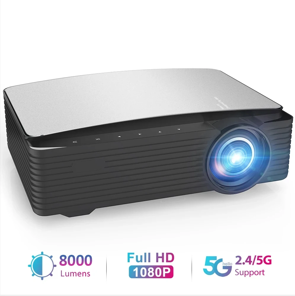 [New High Brightness 1080p Full HD Projector] 2021New Design 8000 High Brightness Native 1080p Full HD 4K LED LCD Home Projector