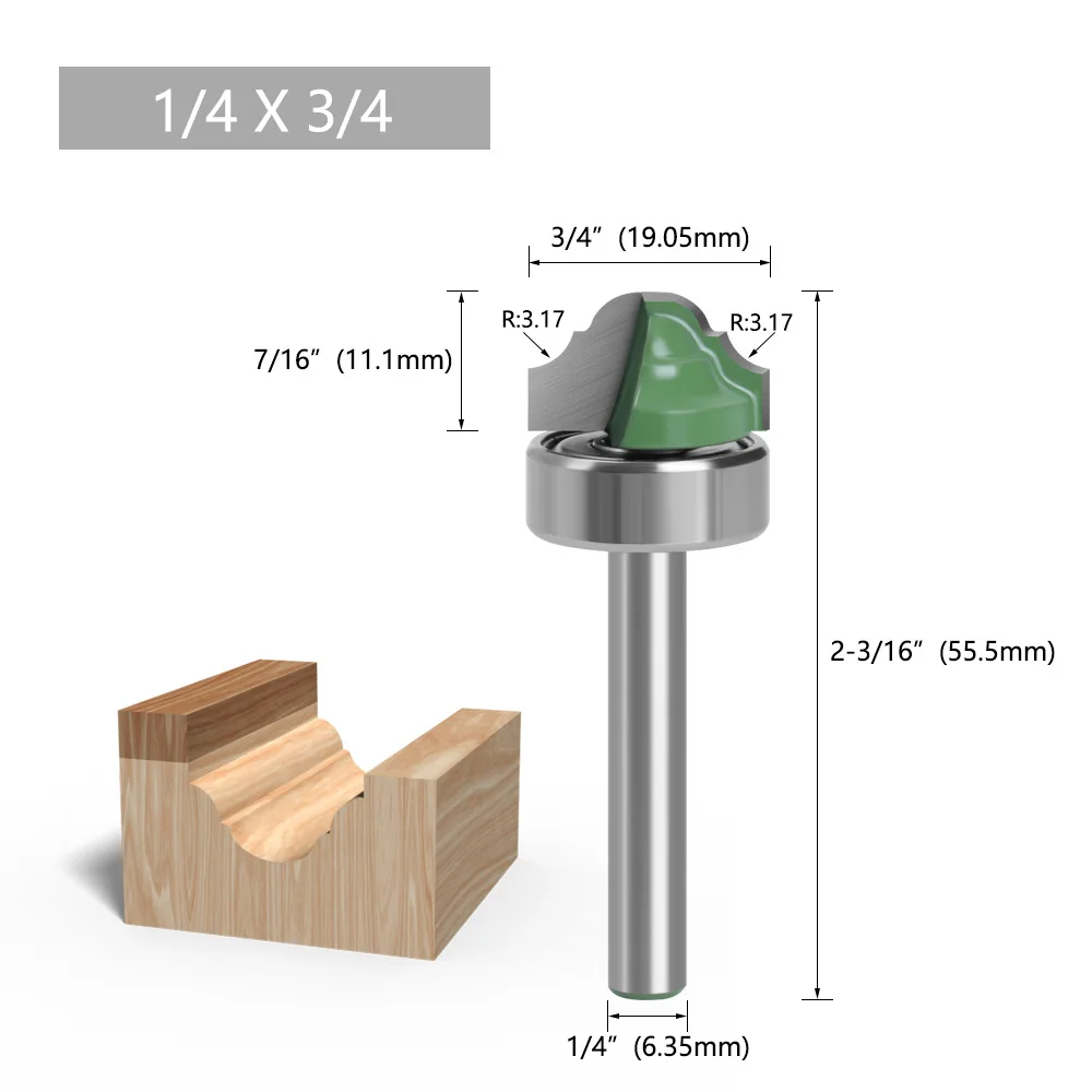 1/4 handle 4-piece set with bearings, double frame wire cutter, woodworking milling cutter set, door line