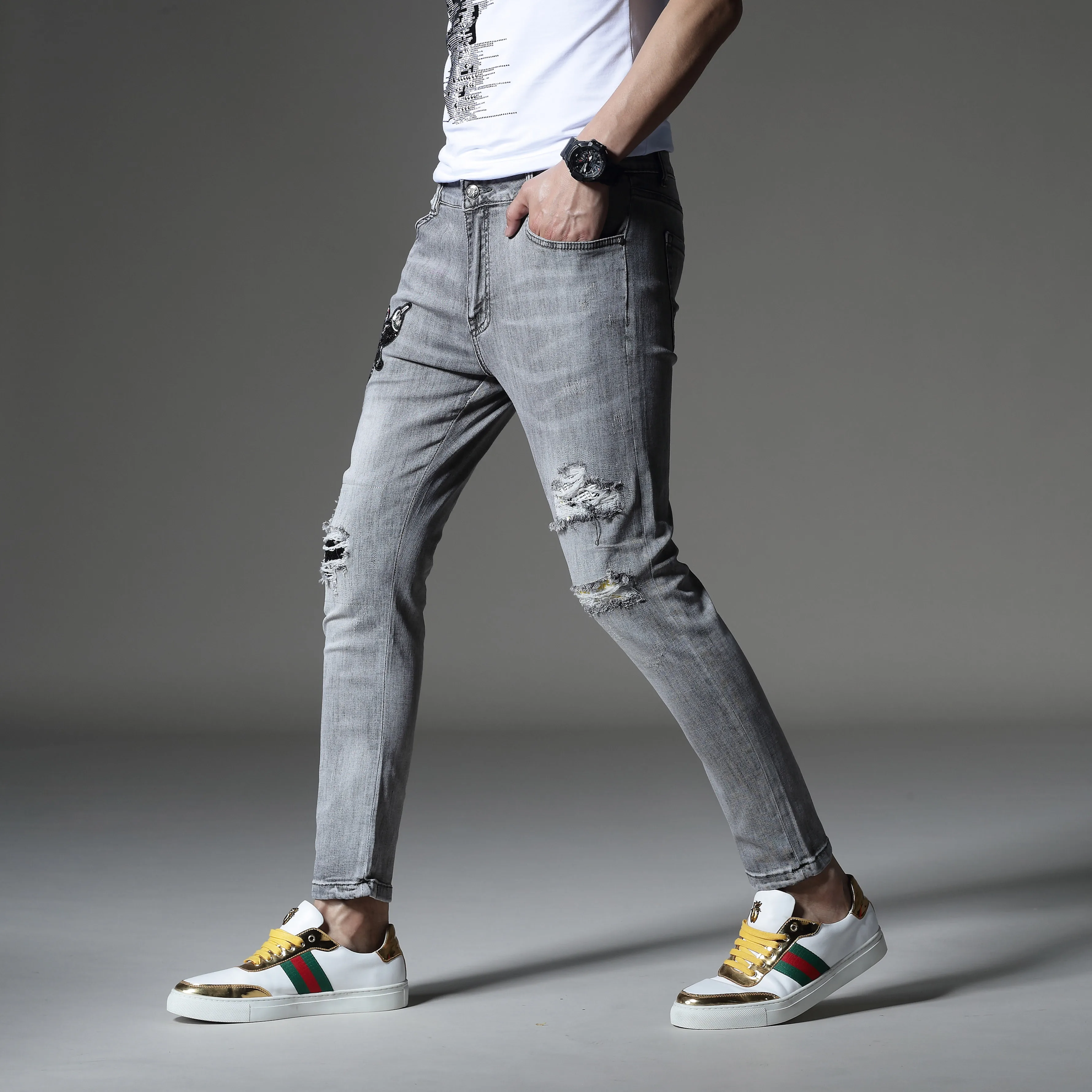
young custom Printed slim Animal pants joggers ton jeans for men 