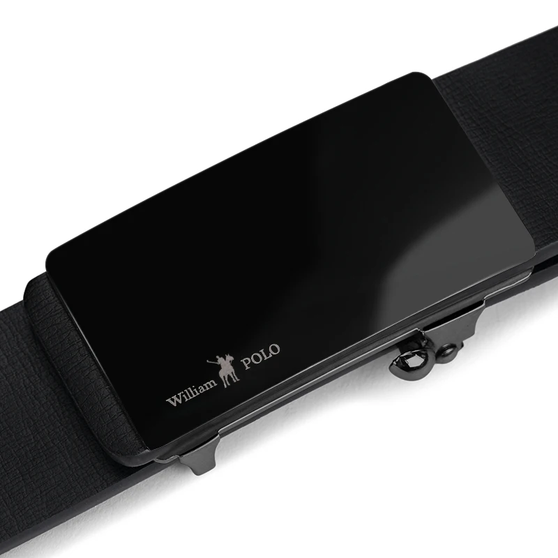 Ремень WILLIAMPOLO мужской из натуральной кожи, модный роскошный Простой деловой пояс с автоматической пряжкой, цвет черный