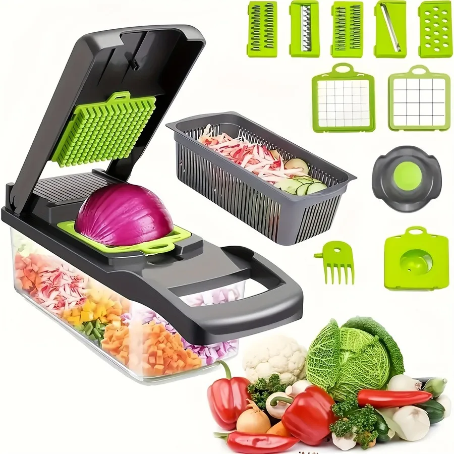 Multifunctional vegetable chopper 14 in 1 handheld fruit slicer Kitchen and onion grater Potato shredder Grinder mandoline