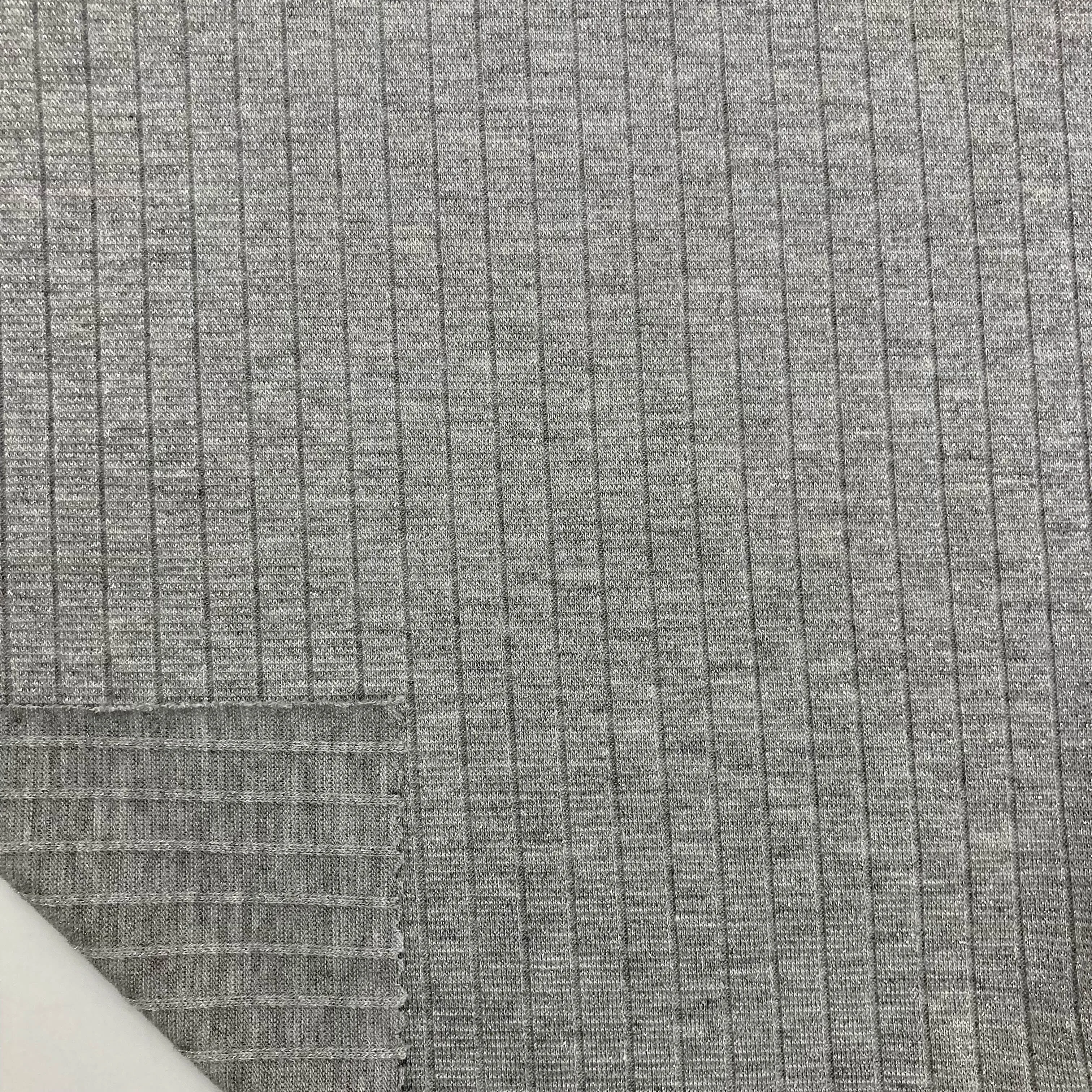 Wholesale Fashion Sparkle Shiny Sliver Knitted Polyester Metallic Stretch Lurex Glitter Fabric For Clothing