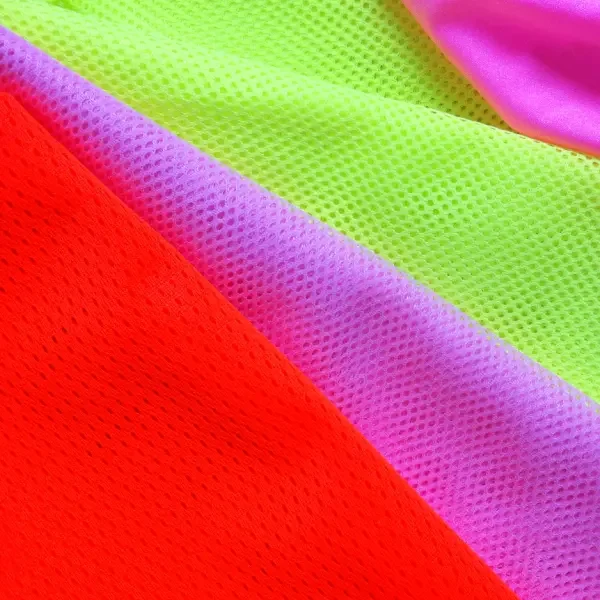 High Visibility Hi Vis Fluorescent Orange Polyester Net Mesh Fabric For Reflective Safety Vest