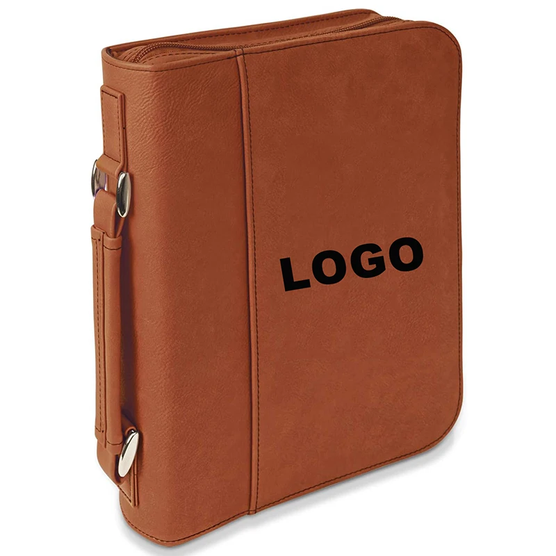 Custom PU Leather book case with Comfort Handle and Zipper bible covers