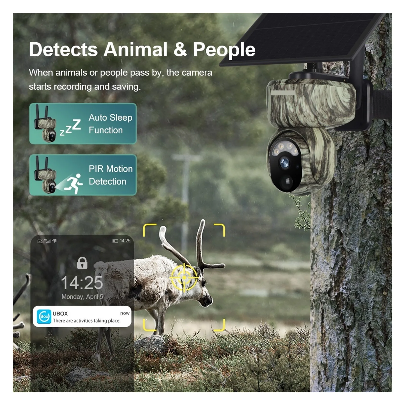 Senhuo 4MP WiFi/4G Sim Solar Security Camera Outdoor 2K Human/animal Detection Two-way Audio IP66 Waterproof Wildlife Camera