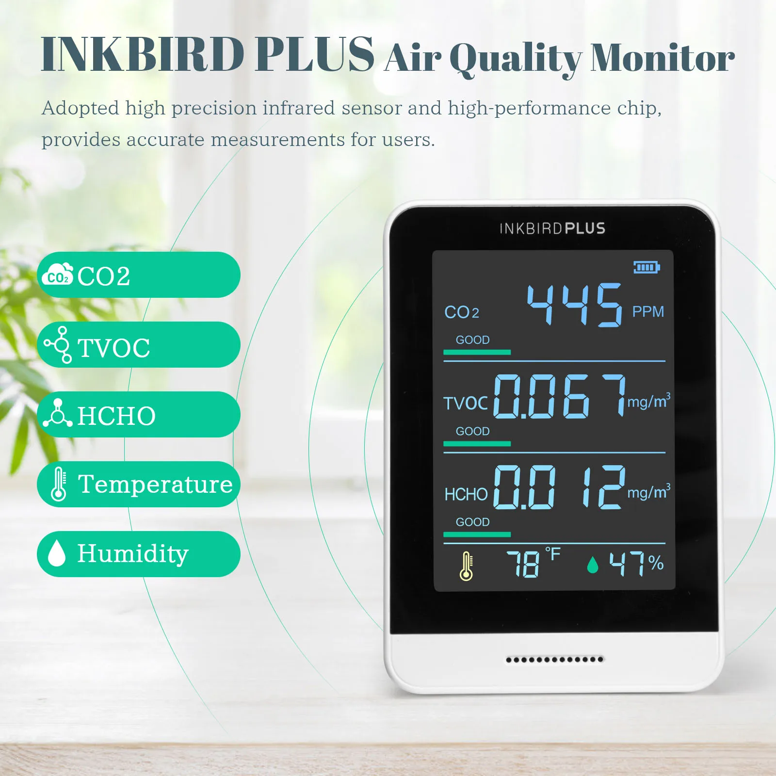 Digital Indoor Air Quality Sensors Carbon Dioxide CO2 Detector Industrial Meter Gas Detector Temperature and Humidity Sensor
