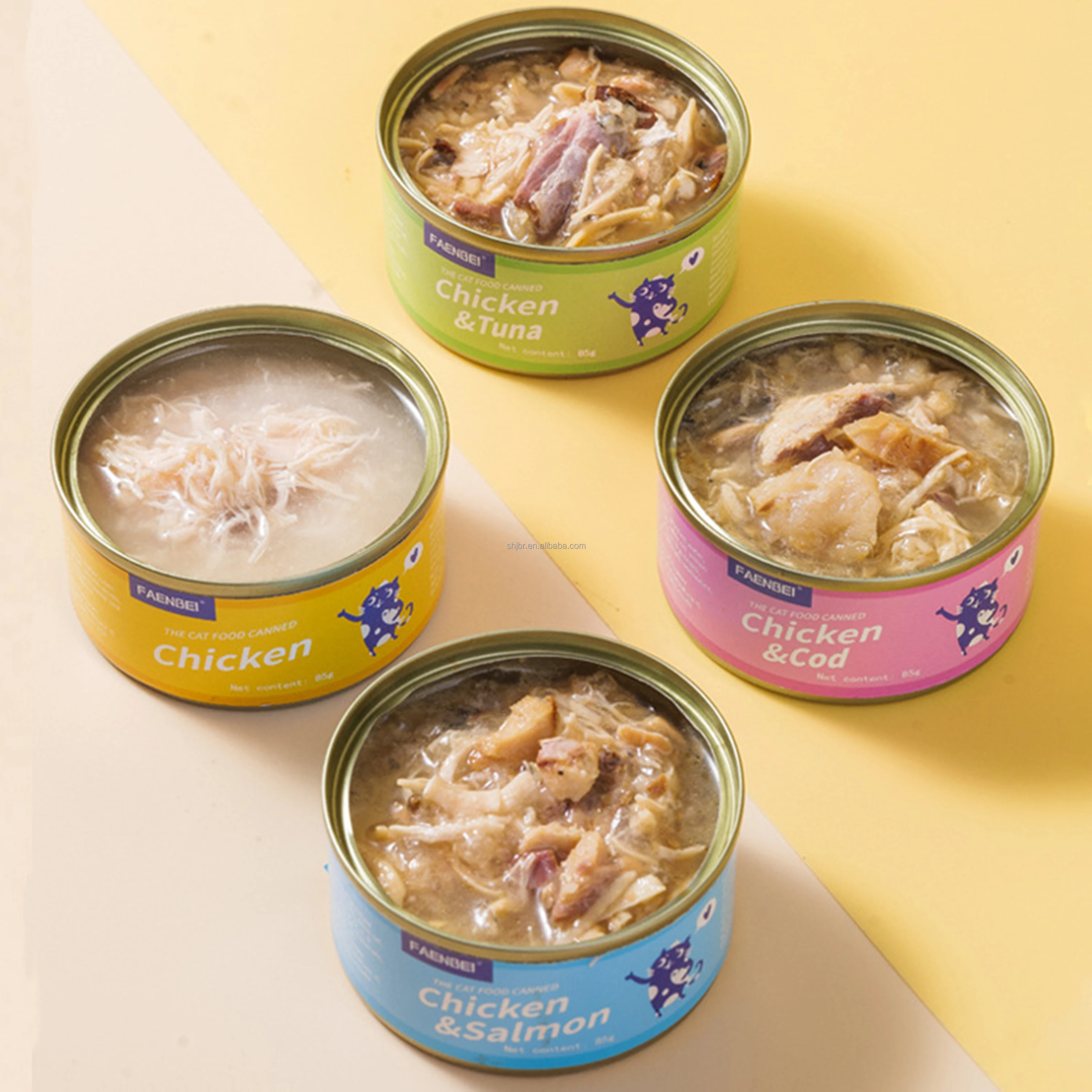 Оптовая Продажа с фабрики консервированные кошачьи закуски питательные продукты для кошек (4 вкуса) котята влажный корм (85 г/170 г) угощения