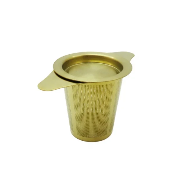 Многоразовый ситечко для заваривания чая из нержавеющей стали, фильтр золотого цвета