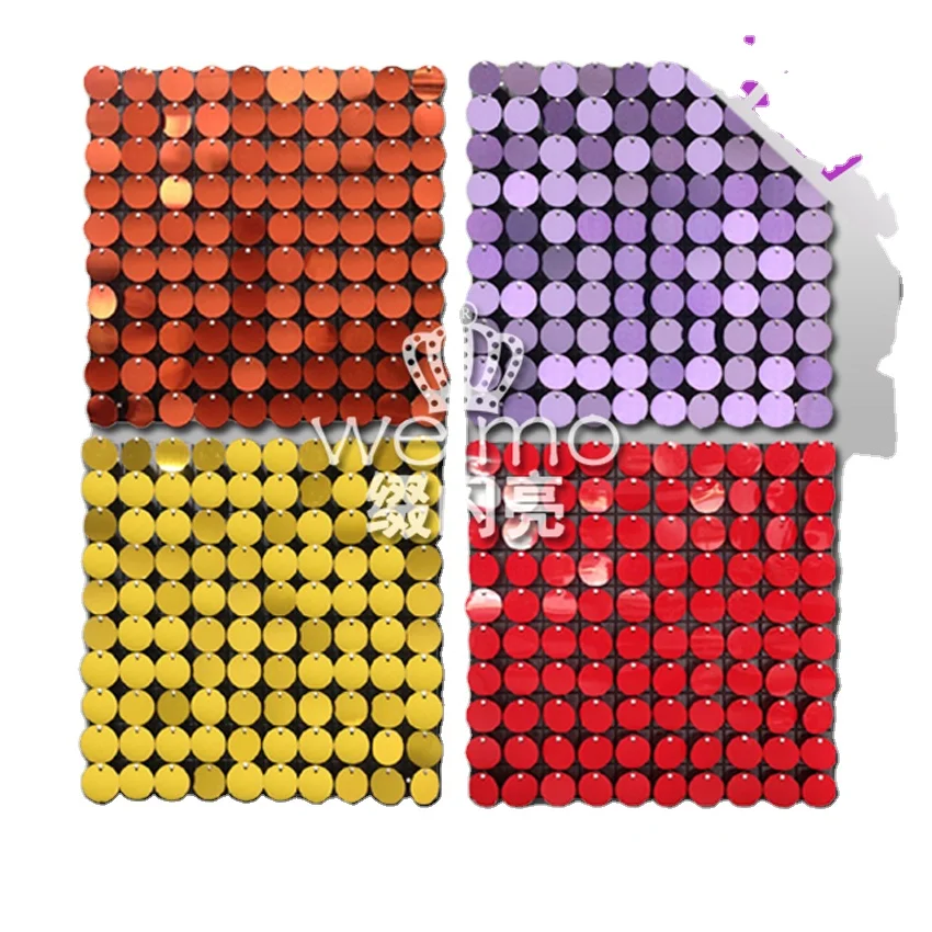 
2021 Shiny PVC Wall Decoration Air Moving Prop Iridescent Wedding Mirror Backdrop 3d Disco Shimmer Sequin Wall Panel 