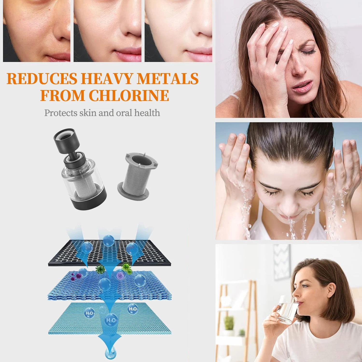 2024 New Kitchen and Bathroom Faucet Aerator Anti Splash Water Rotary Head Stainless Steel Pass Rate Mesh Filter Aerator
