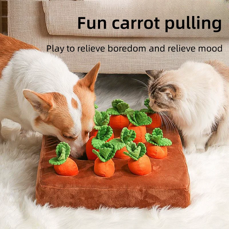 Hot Sale Dog Sniffing Training Mat Stuffed Interactive Plush Carrot Toy Radish Field Plush Pet Toy
