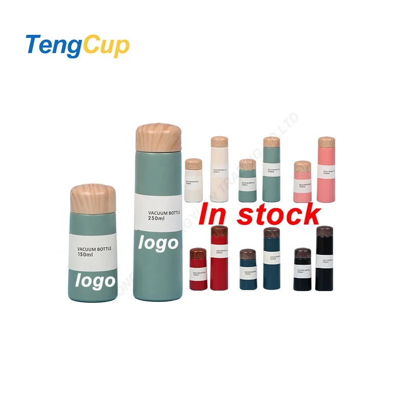 TY 150ml 250ml customized logo Stainless Steel Mini Cute Thermos With Wood Grain Lid Double Wall bottle