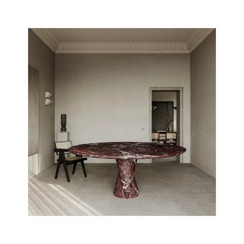 Hot Sale Marble Luxury Stone Indoor Kitchen Table Oval Shape Top rosso levanto Marble Dining Table