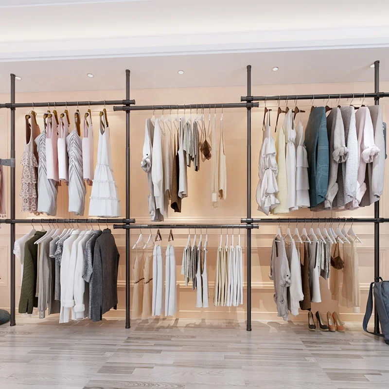 Wholesale cheap standing telescopic clothes drying rack fitting room open closet connectable folding portable wardrobe for kids