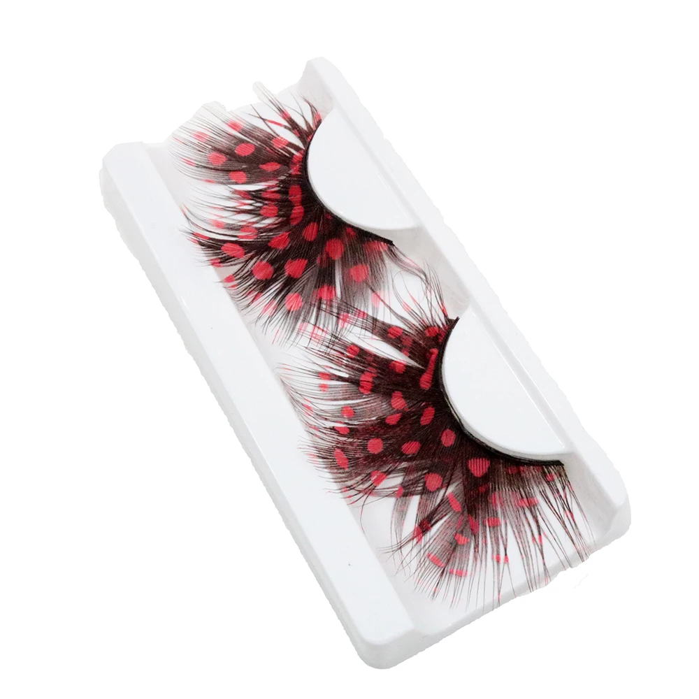 Best Sellers Wholesale Crazy Party Halloween Xmas Show Masquerade False Eye Lashes Colorful Handmade Feathered Eyelashes