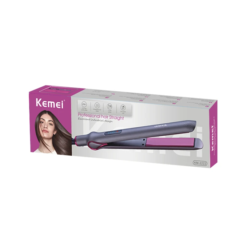 Kemei Km-2222 New Arrival Household Professional Electric Curly Hair Iron 2 In 1 Hair Straightener