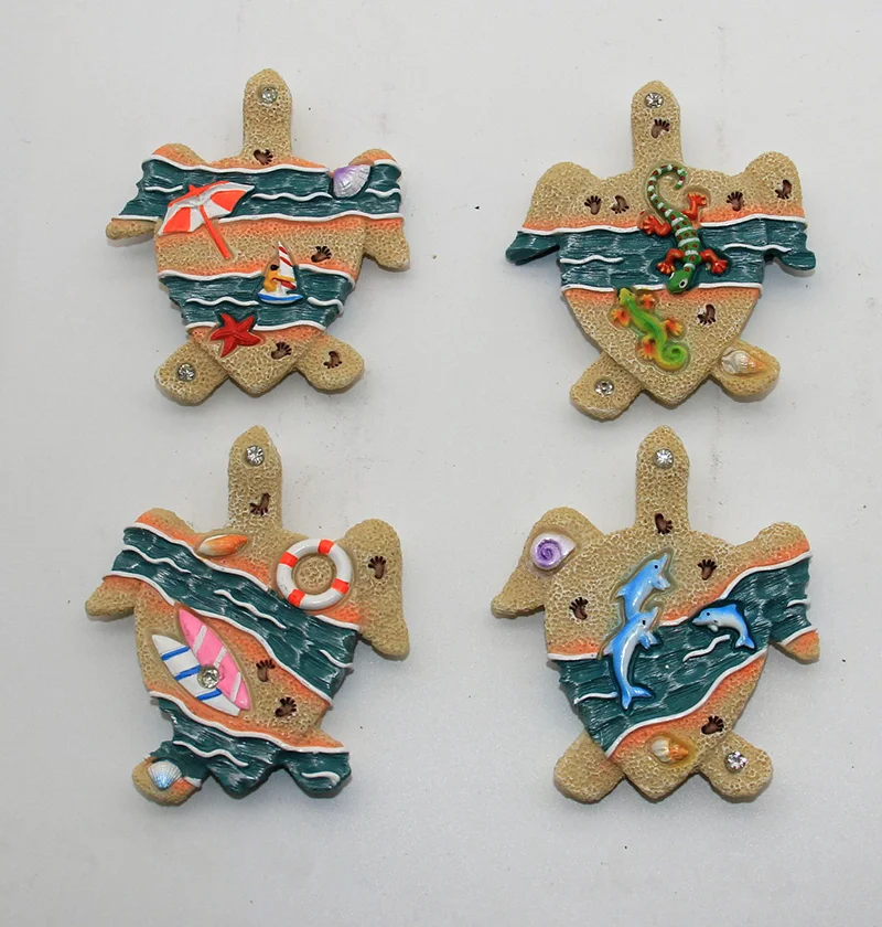 Creative dolphin shape beach design polyresin fridge magnet Resin fridge magnet with beautiful marine life figurines for decor