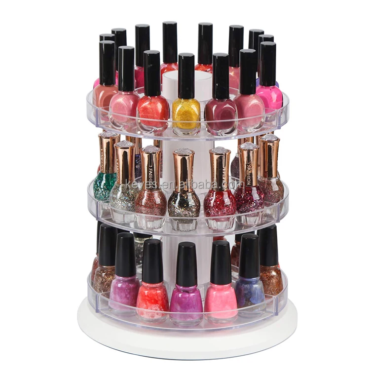 Nail Polish varnish 360 Rotating acrylic Display Stand 3-5 Tier Round Square acrylic cosmetic make Nail Polish Display Rack