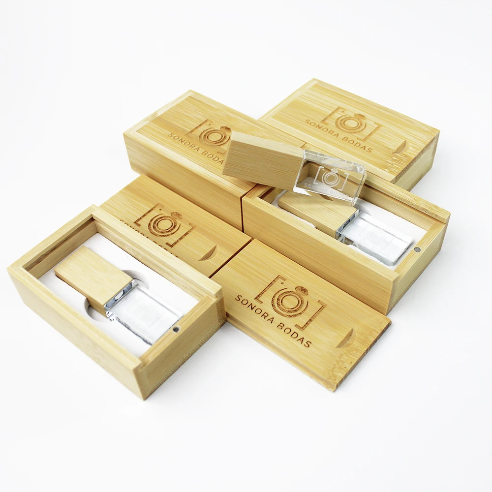 Custom Walnut Maple Bamboo Wood USB Stick 2.0/3.0 8GB 16GB 32GB 64G memories Thumb Pendrive Glass Crystal Wooden USB Flash Drive