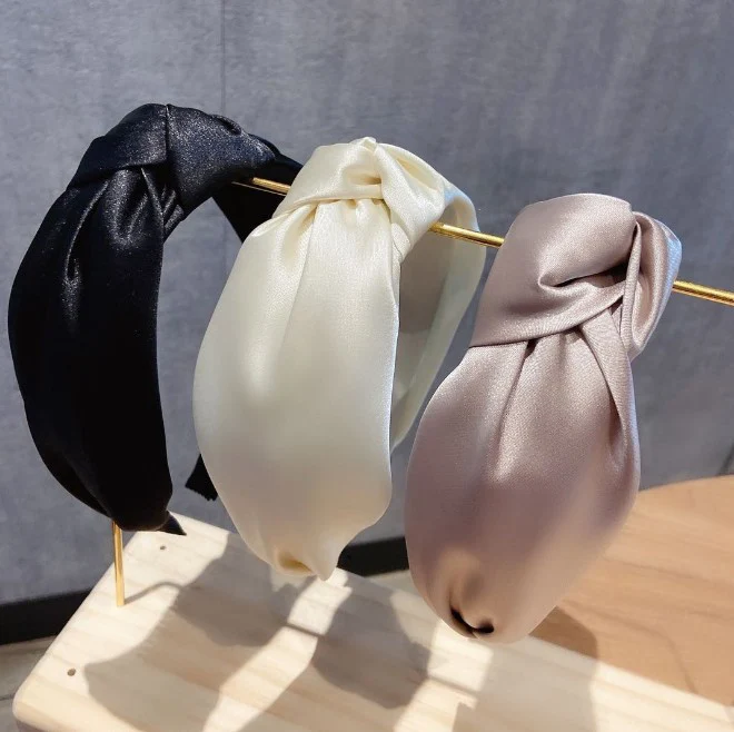 Korean version of acetic acid silk fabrics high-grade middle band headband spring clip