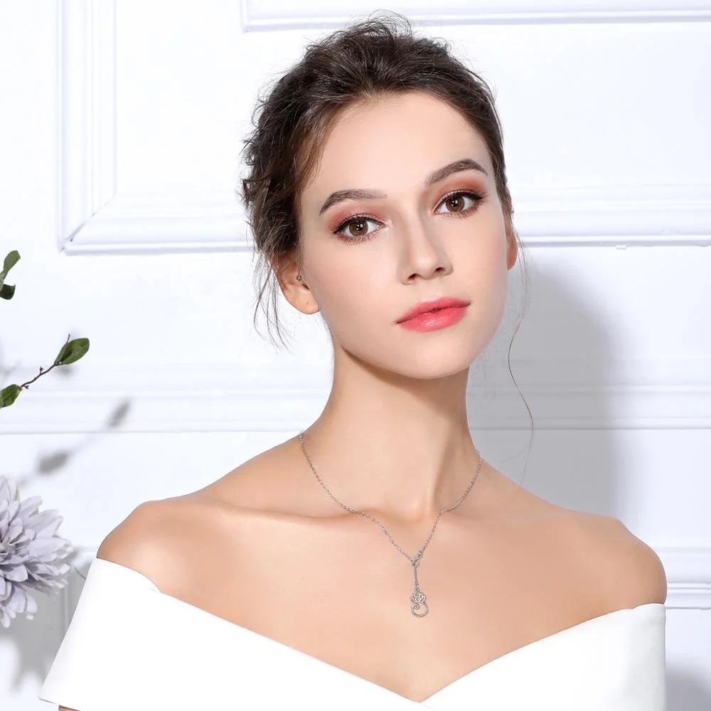 925 Sterling Silver Collarbone Charm Yoga Om Lotus Blossom Flower Necklace Pendant