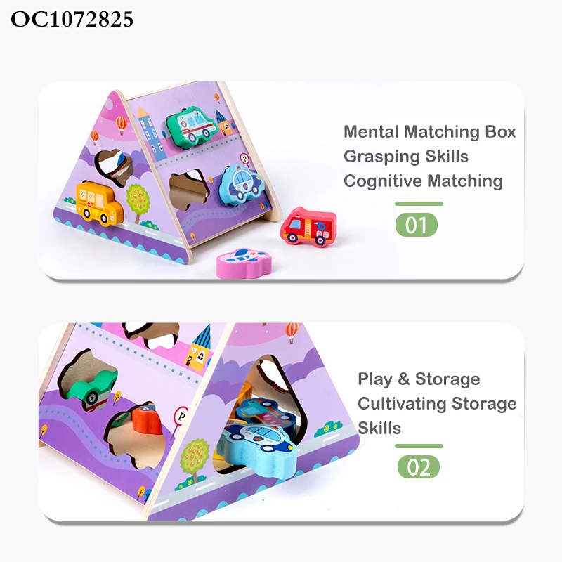 Traffic theme car shape children cognitive development toys wooden memory matching board game montessori for sale