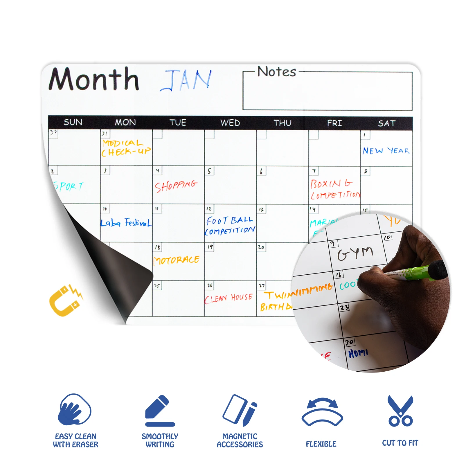 HOMIDEK Dry Erase Weekly Planner Magnetic White Board Whiteboard Sticker