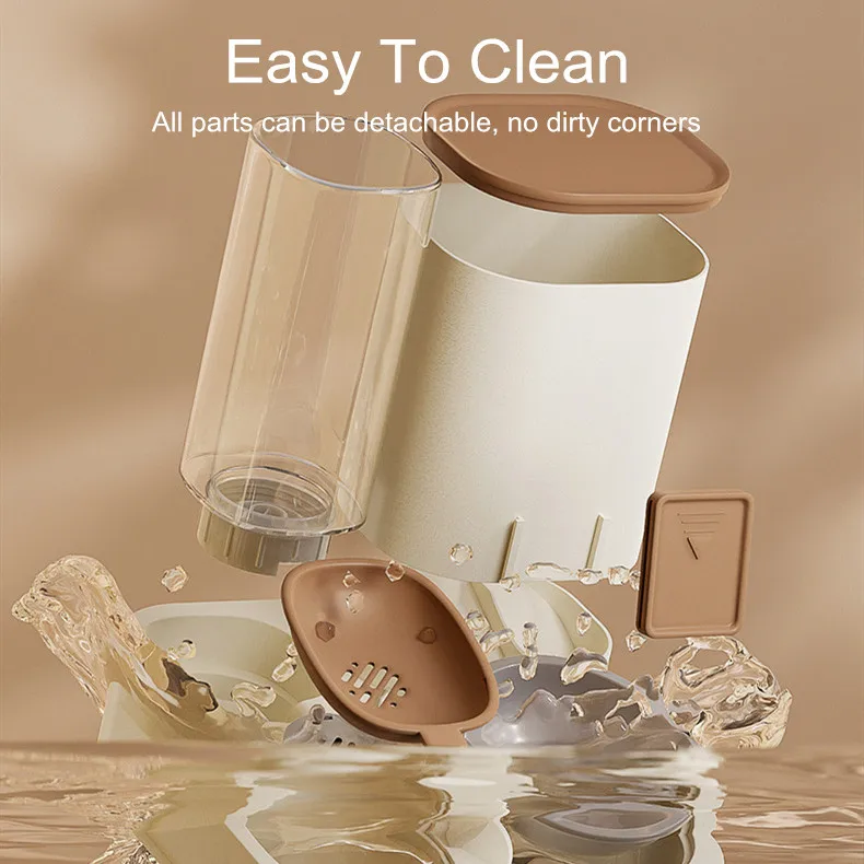 1.3L Water Bottle for Dog, 2.3L Filter Pet Feeder Food Dispenser Automatic Cat Feeder with Stainless Steel Ceramic Bowl