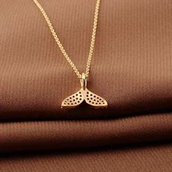 Aug jewelry Hot sale 18K real gold plated fish tail pendant clavicle chain diamond fashion trend necklace