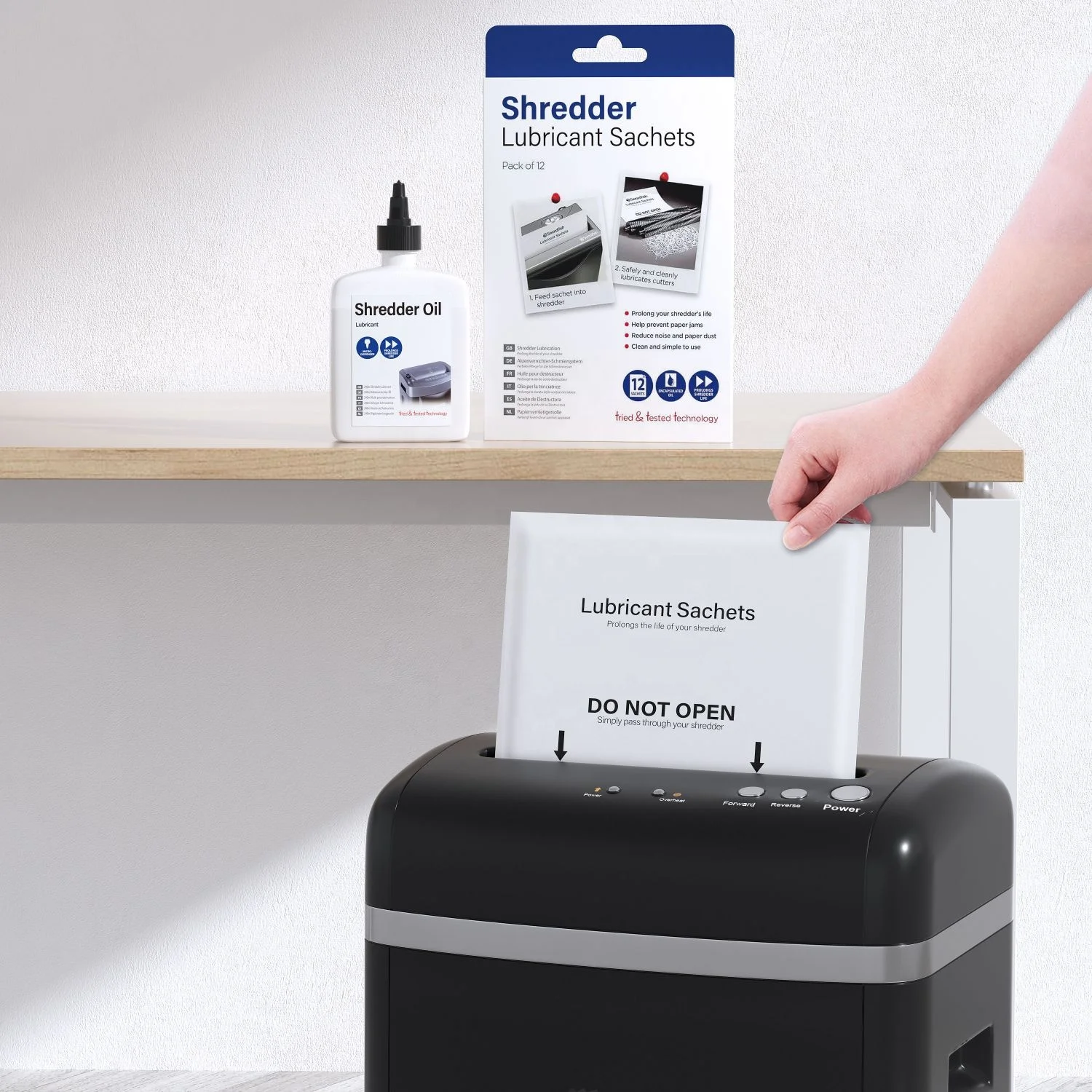 Premium Paper Shredder lube: Canola Shredder Oil Paper & Lubricant Sheets, lubricant satchet lubricant oil sheetIDSLS008