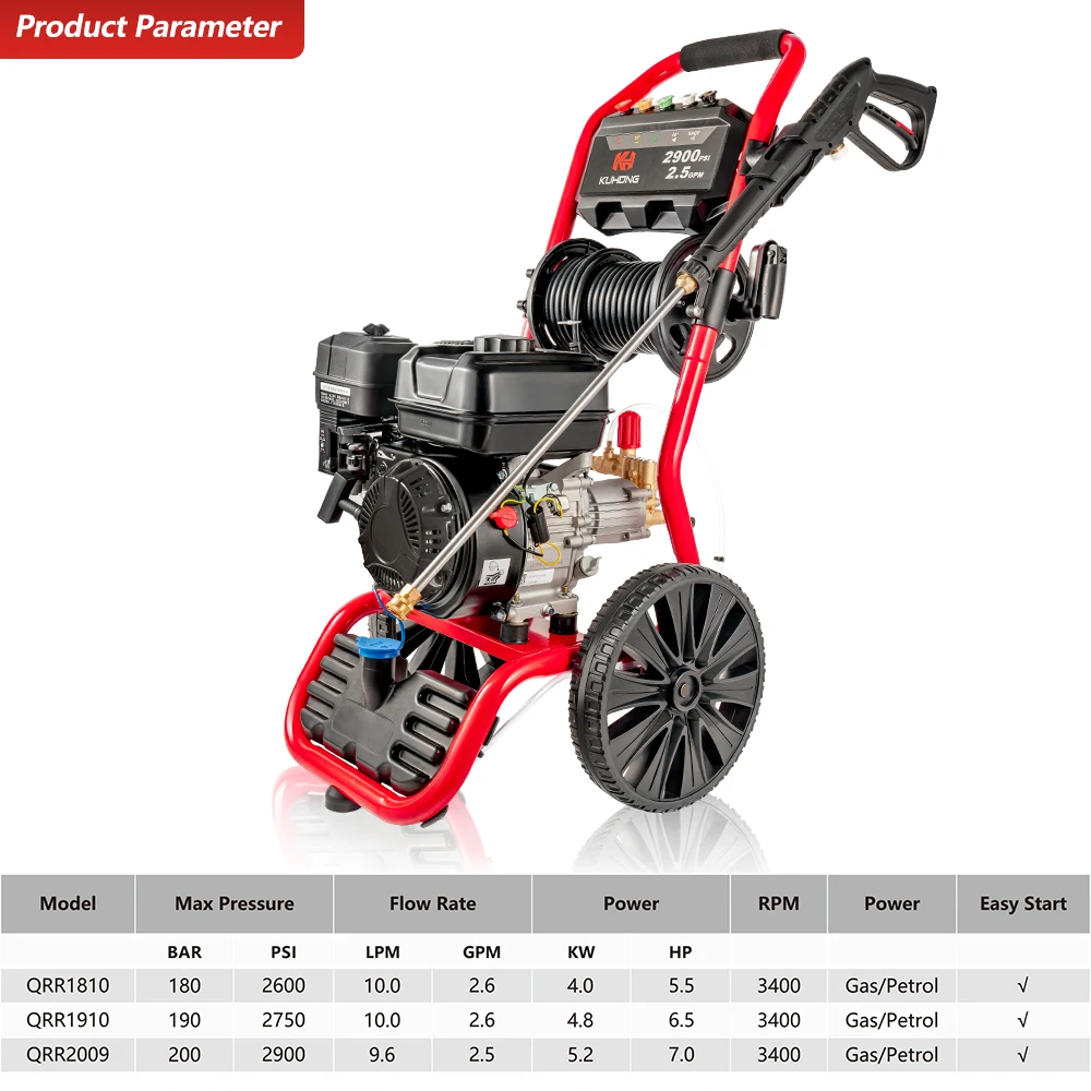 Kuhong Portable 2600psi 2800psi 3000psi Commercial High Pressure Washer Gasoline Petrol Engine