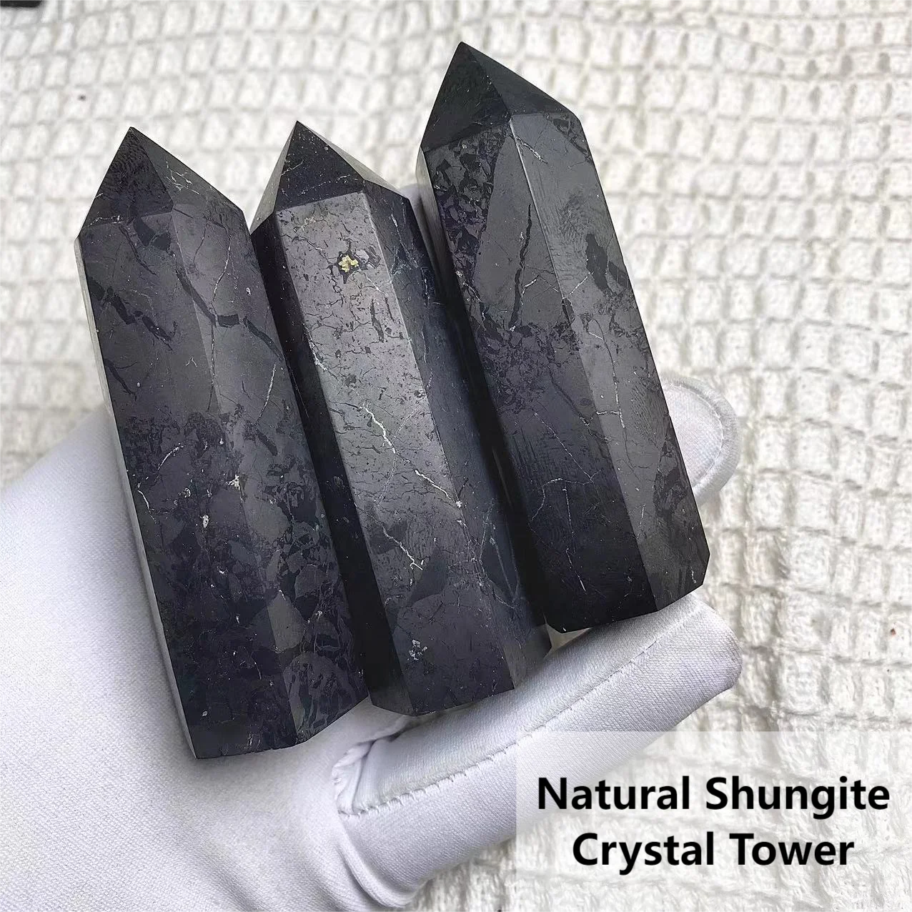 Wholesale Real Natural Shungite Tower Healing Crystal Wand Good for Health Point Decoration