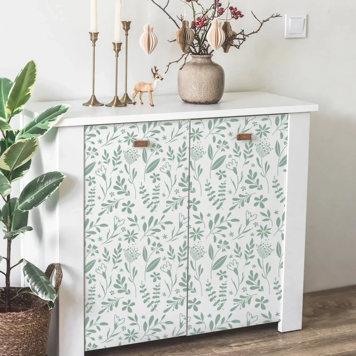 Floral Wall Stencil,Large Botanical Wall Stencil,Flower Pattern Stencil, Farmhouse Furniture Stencil