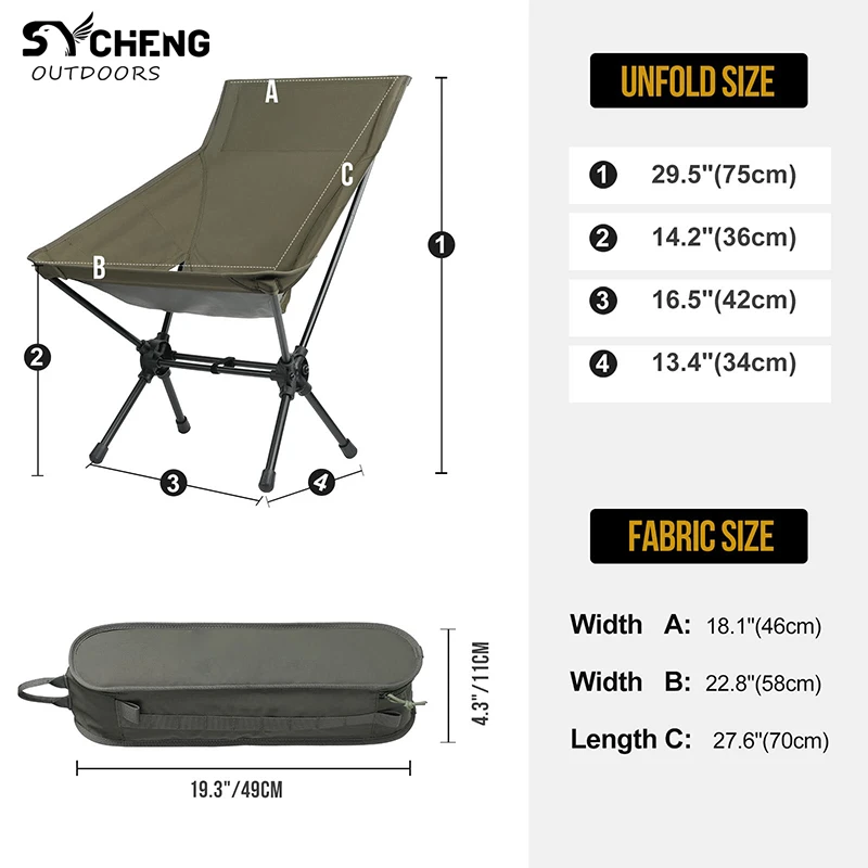 Camping Backpacking Chair Outdoor Chair Heavy Duty Compact Portable Lightweight Backpacking