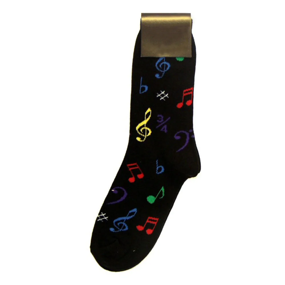custom branded paper tag business mens socks funny music patterned black tube socks (1600468656516)
