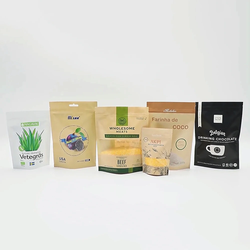 Moisture Proof Food Grade Cake Snack Powder Coffee Tea Mylar Bag Custom Printed Plastic Ziplock Standing Packaging Pouch