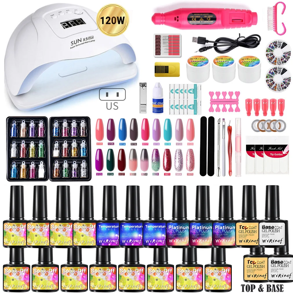 Nail Gel Set 120W LED Lamp Nail Polish kit Quick Building pretty UV Nail Art Set