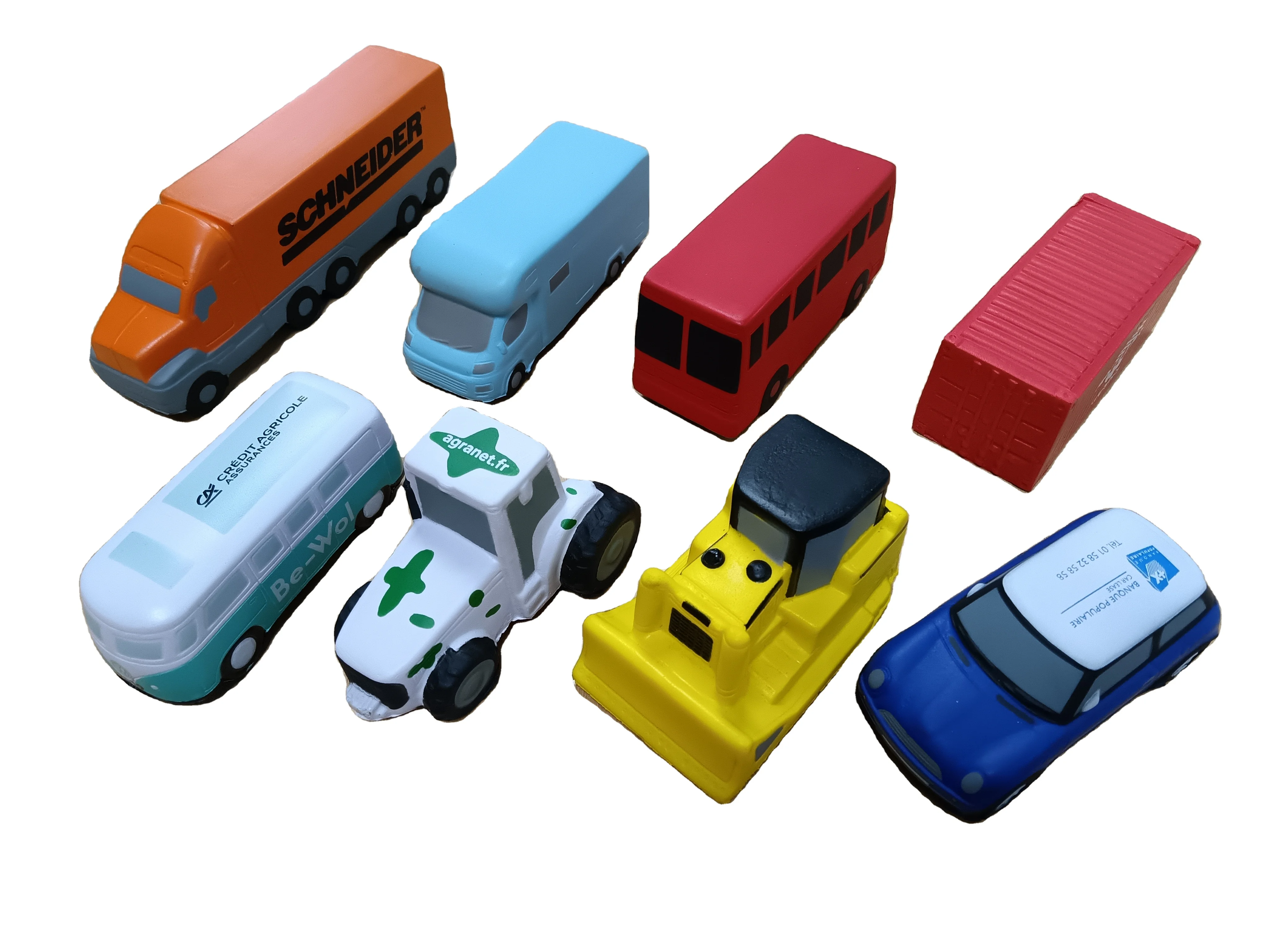 Custom Logo Polyurethane PU Foam Anti Stress Toys Squeeze Van Stress Ball Bus Vehicle Car Truck Stress Ball