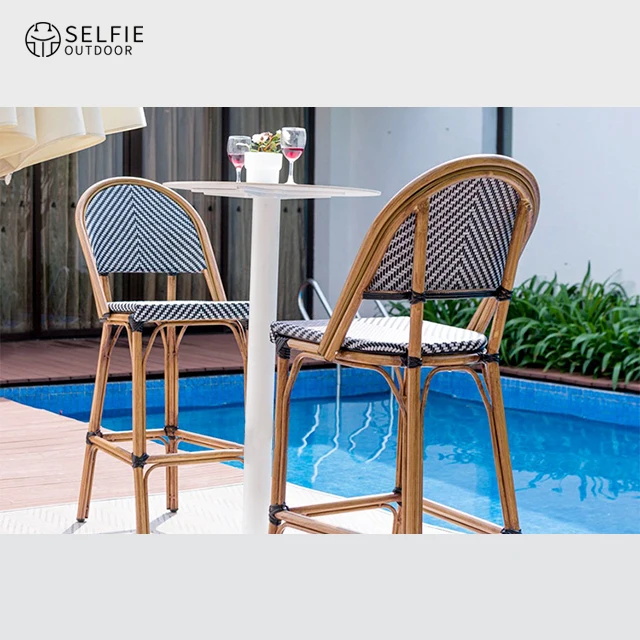 Cafe Furniture Restaurant Chair Textilener Outdoor Furniture Stackable Chairs Bar Stool