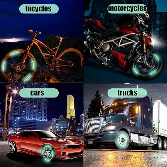 20pcs/set Luminous Car Glowing Wheel Hub Sticker Car Stripe Decals Stickers for Night Driving Car Wheel Hub Reflective Sticker