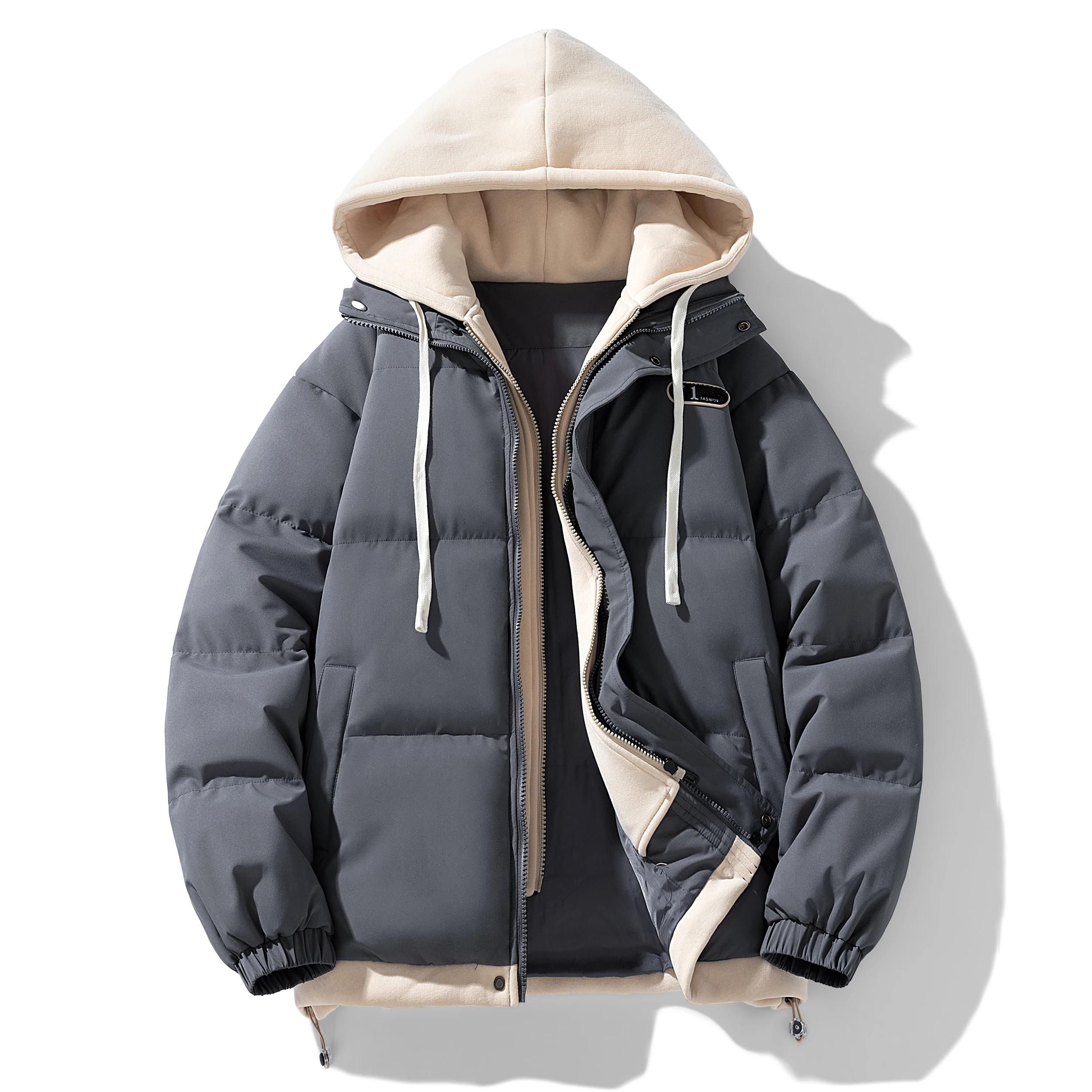 Пуховик унисекс с логотипом на заказ свободная уличная одежда пуховик спортивная зимняя куртка молнии капюшоном мужская