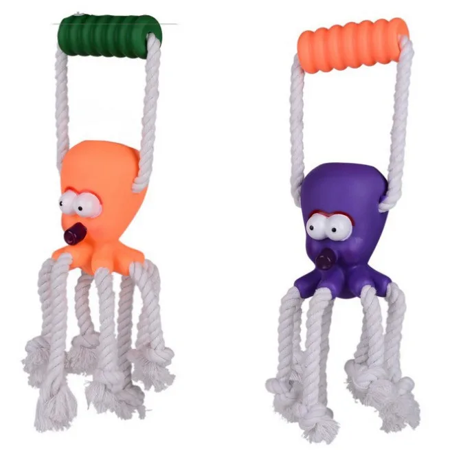 Factory custom dog toy Sound rope knot pet gnaw toy Octopus glue molar toy dog supplies