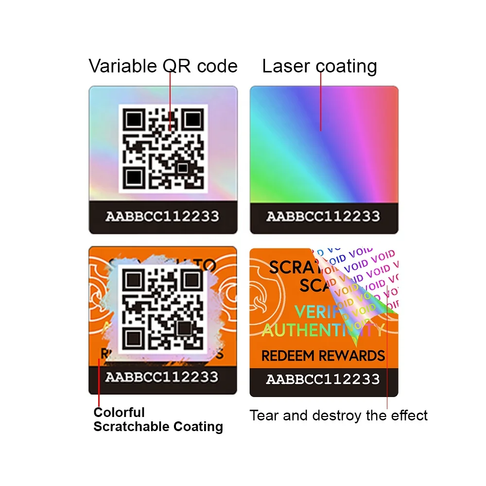 OEM Custom original hologram sticker Printing eco-friendly holo labels authentic holographic security Logo Packaging Label Roll